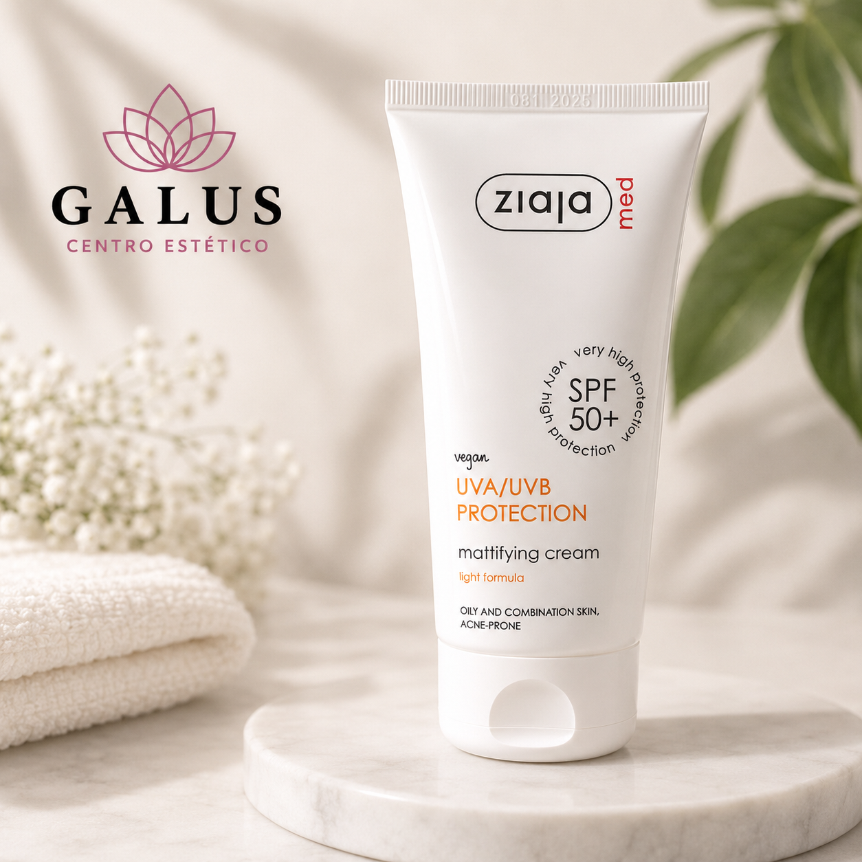 Protector Solar Facial Ziaja Med SPF 50+ Matificante | Galus Centro Estético