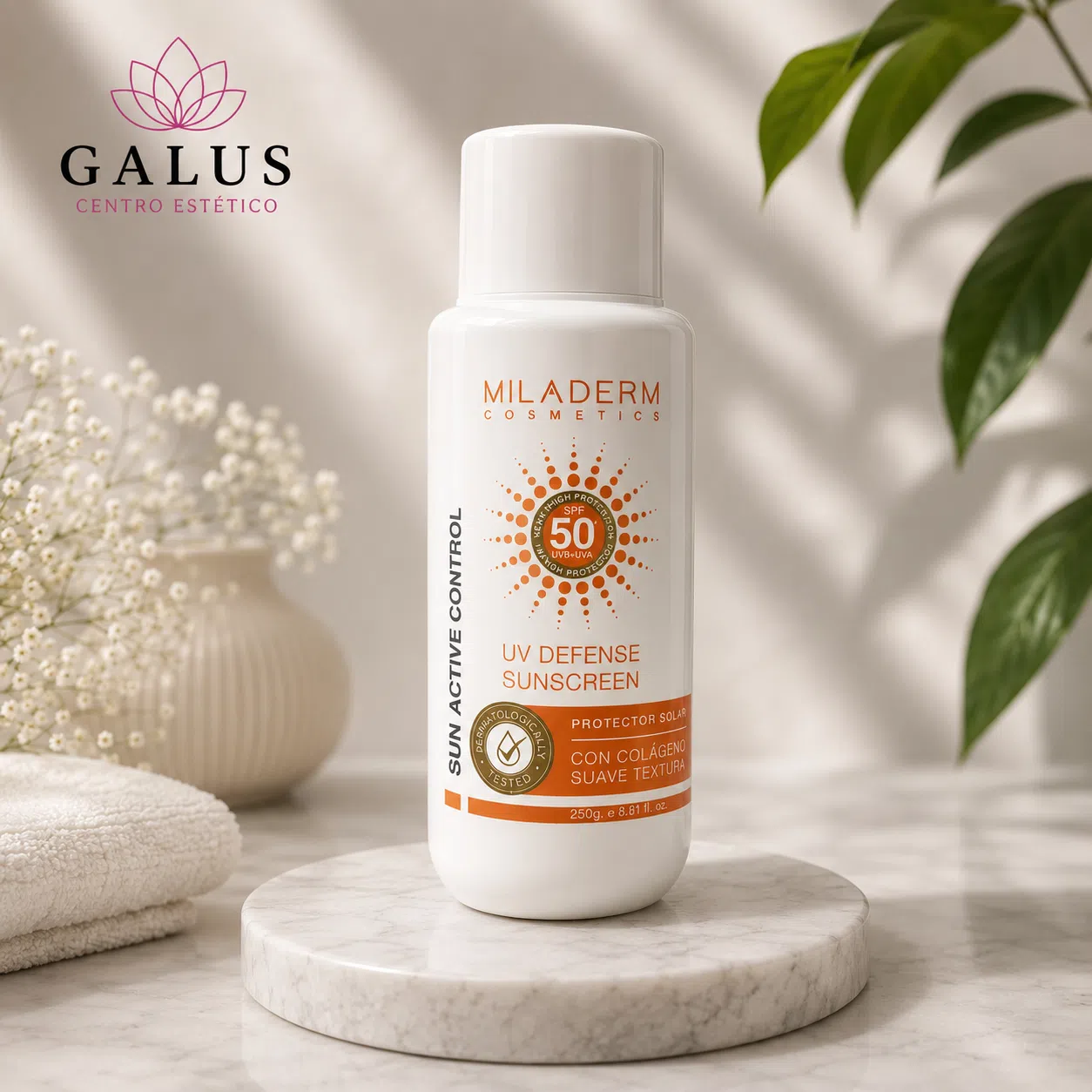 Protector Solar Miladerm SPF 50 con Colágeno | Galus Centro Estético
